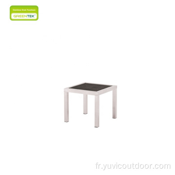 Table d&#39;appoint en verre trempé avec chaises longues